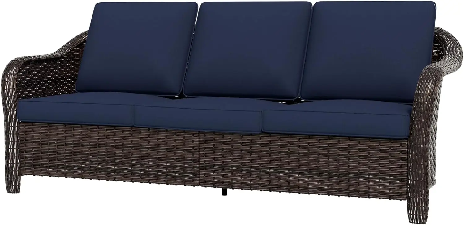 77 inch Outdoor Wicker 3 Seater Sofa, All-Weather Use Patio Rattan Sofa with Seat and Back Cushion, Ideal for Porch, Backyard, B
77 inch Outdoor Wicker 3 Seater Sofa, All-Weather Use Patio Rattan Sofa with Seat and Back Cushion, Ideal for Porch, Backyard, B