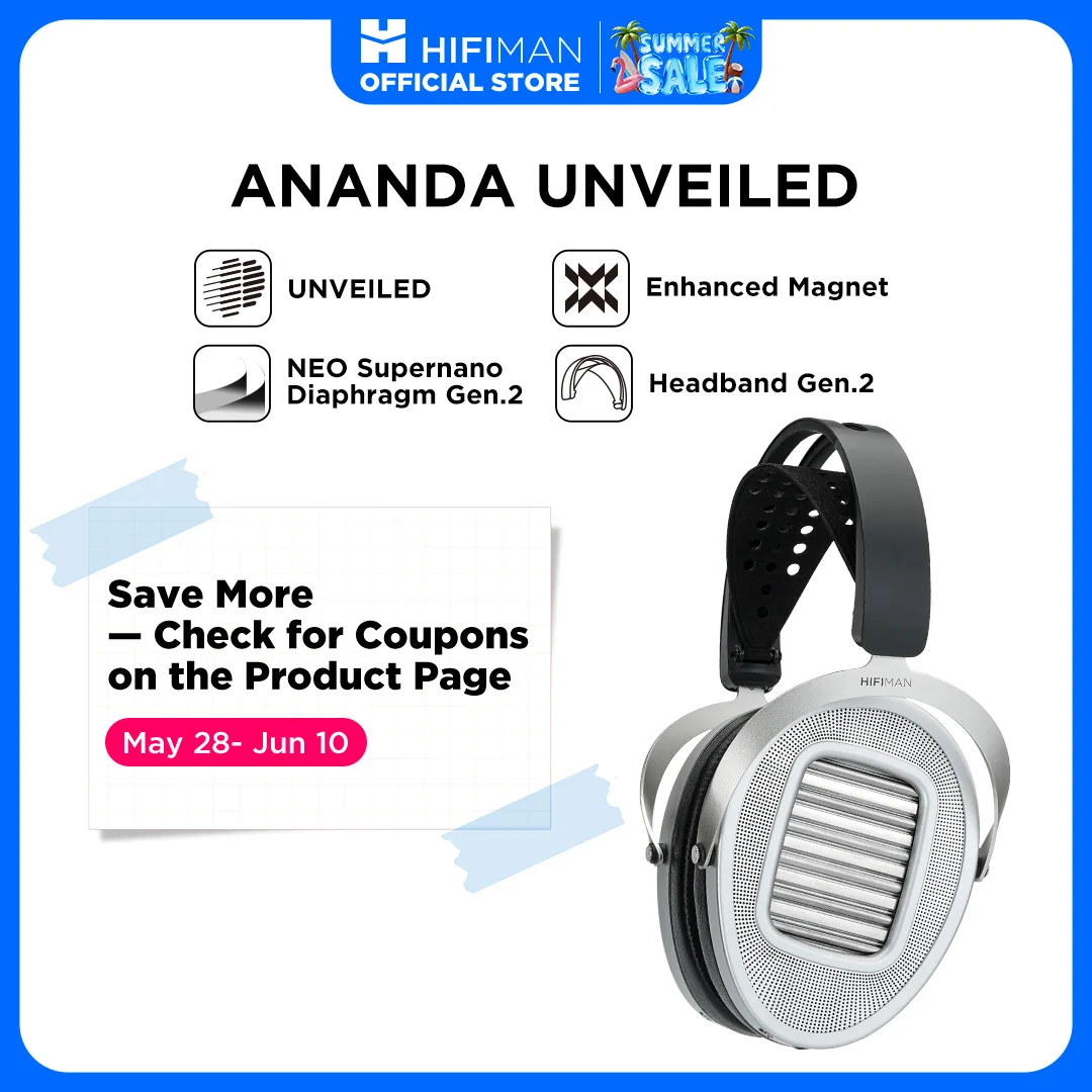 HIFIMAN ANANDA UNVEILED Open-Back Over-Ear Full-Size Headphones with Enhanced Magnet
HIFIMAN ANANDA UNVEILED Open-Back Over-Ear Full-Size Headphones with Enhanced Magnet
