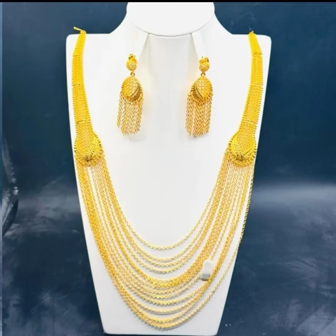 Latest Nigeria Europe Dubai 24K Gold Plated Necklace Earrings for Couples' Wedding Party Gift Jewelry Set YY10642
Latest Nigeria Europe Dubai 24K Gold Plated Necklace Earrings for Couples' Wedding Party Gift Jewelry Set YY10642