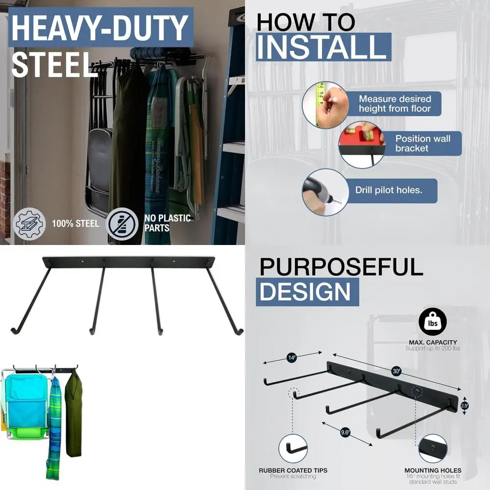 2-Pack Heavy Duty Chair Storage Rack for Garage, Holds 200 lbs, Ideal for Patio, Beach & Camping Chairs
2-Pack Heavy Duty Chair Storage Rack for Garage, Holds 200 lbs, Ideal for Patio, Beach & Camping Chairs