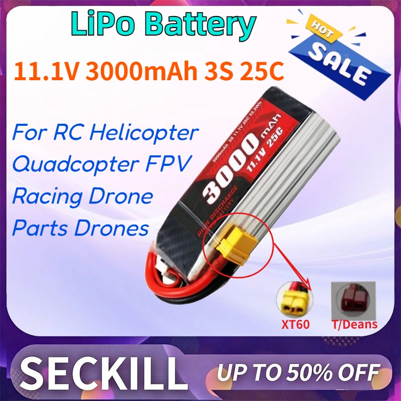 High-quality 11.1V 3000mAh 3S 25C LiPo Battery for RC Helicopter Quadcopter FPV Racing Drone Parts Drones Battery with T/XT60
High-quality 11.1V 3000mAh 3S 25C LiPo Battery for RC Helicopter Quadcopter FPV Racing Drone Parts Drones Battery with T/XT60