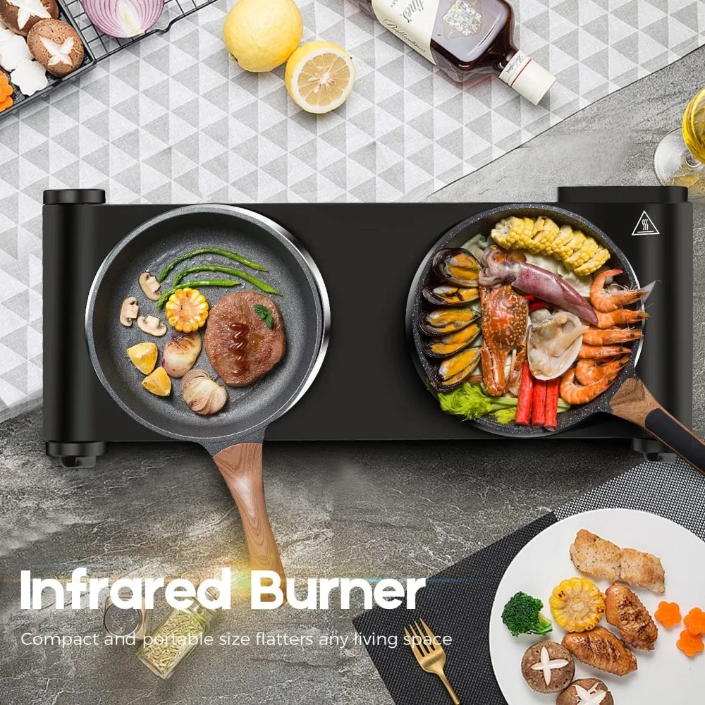 Electric Stove, 1800W Infrared Hot Plate, 7 Inch Ceramic Glass Portable Double Burner Cooktop for Dorm Office Home Camp
Electric Stove, 1800W Infrared Hot Plate, 7 Inch Ceramic Glass Portable Double Burner Cooktop for Dorm Office Home Camp