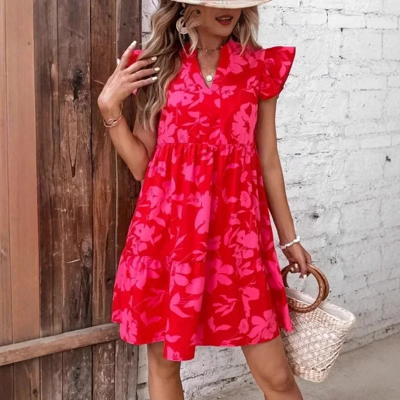 Best Selling Women's Summer New Fashion Dress Printed V-Neck Sweet Flying Sleeves Dress Cross-Border
Best Selling Women's Summer New Fashion Dress Printed V-Neck Sweet Flying Sleeves Dress Cross-Border