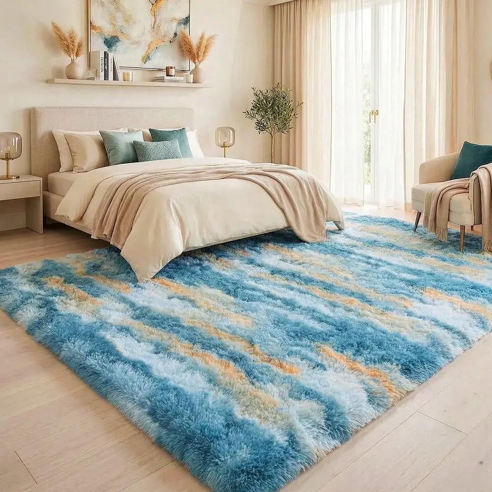 Room Rugs, Bedroom Rugs Ultra Soft Plush Rug, Fluffy Shaggy Carpet, Washable Area Rug With NonSlip Backing 4 Free Grip Stickers,