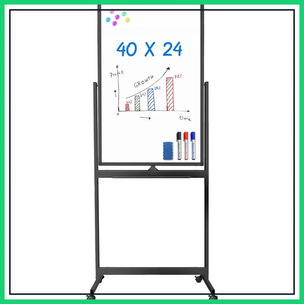 Double Sided Magnetic White Board 40x24, Rolling Standing Dry Erase Board on Wheels, Aluminum Frame for Office Home Classroom
Double Sided Magnetic White Board 40x24, Rolling Standing Dry Erase Board on Wheels, Aluminum Frame for Office Home Classroom