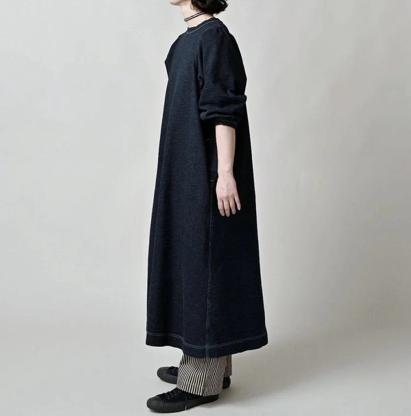 Qifeng Japanese Style Cotton Dress Women's Retro Denim Button Backless Full Cotton Spring Summer Casual round Neck Dress
Qifeng Japanese Style Cotton Dress Women's Retro Denim Button Backless Full Cotton Spring Summer Casual round Neck Dress