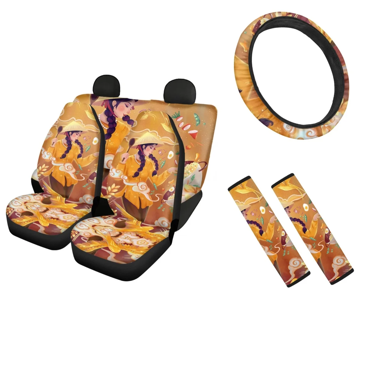 Car Interior Seat Covers Illustration Chinese Style Pattern Easy Install Clean Seat Belt Sets and Steering Wheel Cover Fashion
Car Interior Seat Covers Illustration Chinese Style Pattern Easy Install Clean Seat Belt Sets and Steering Wheel Cover Fashion