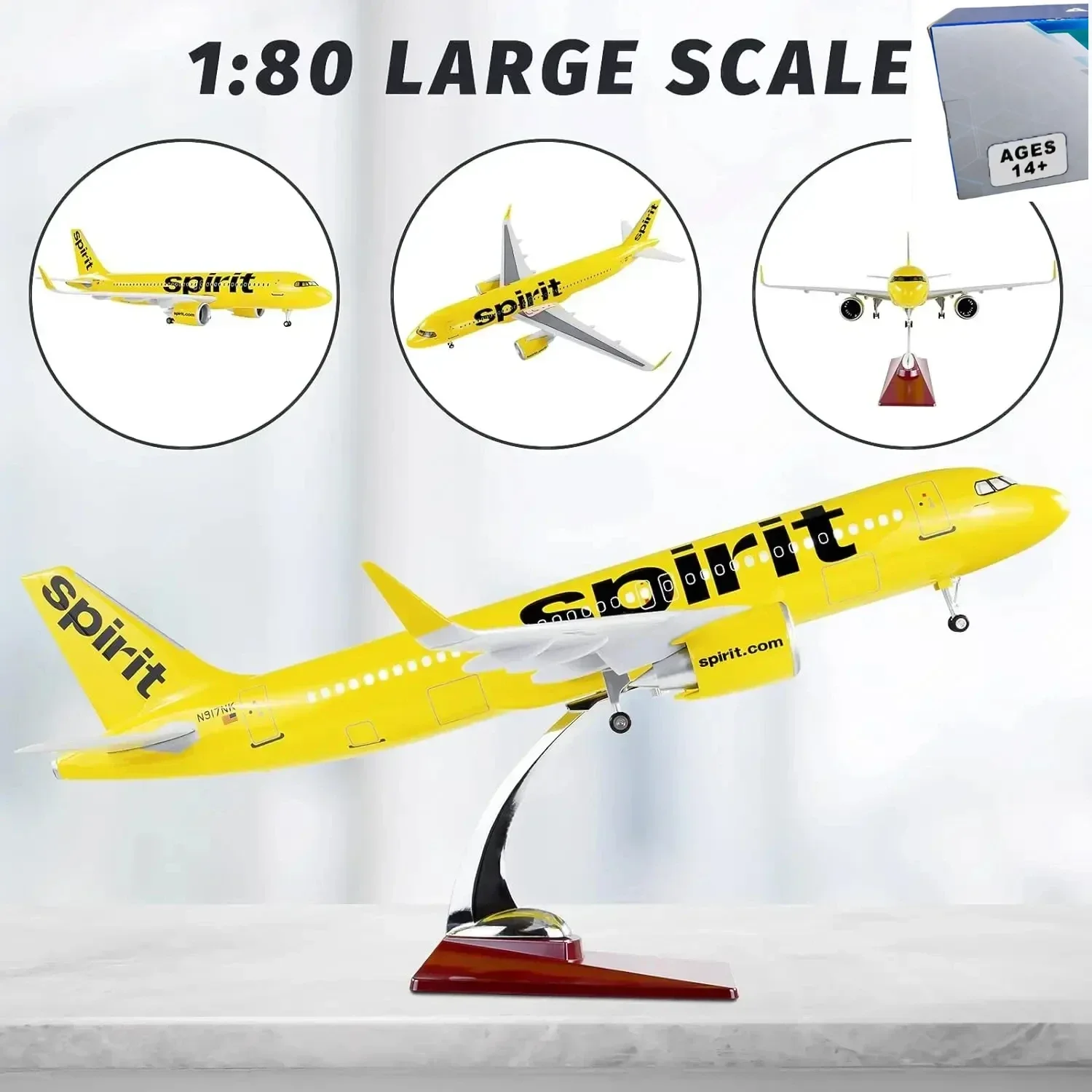 1:80 Scale Large Airplane Model Spirit Airlines Airbus 320 Plane Model Diecast Airplanes with LED Light for Collection or Gift
1:80 Scale Large Airplane Model Spirit Airlines Airbus 320 Plane Model Diecast Airplanes with LED Light for Collection or Gift