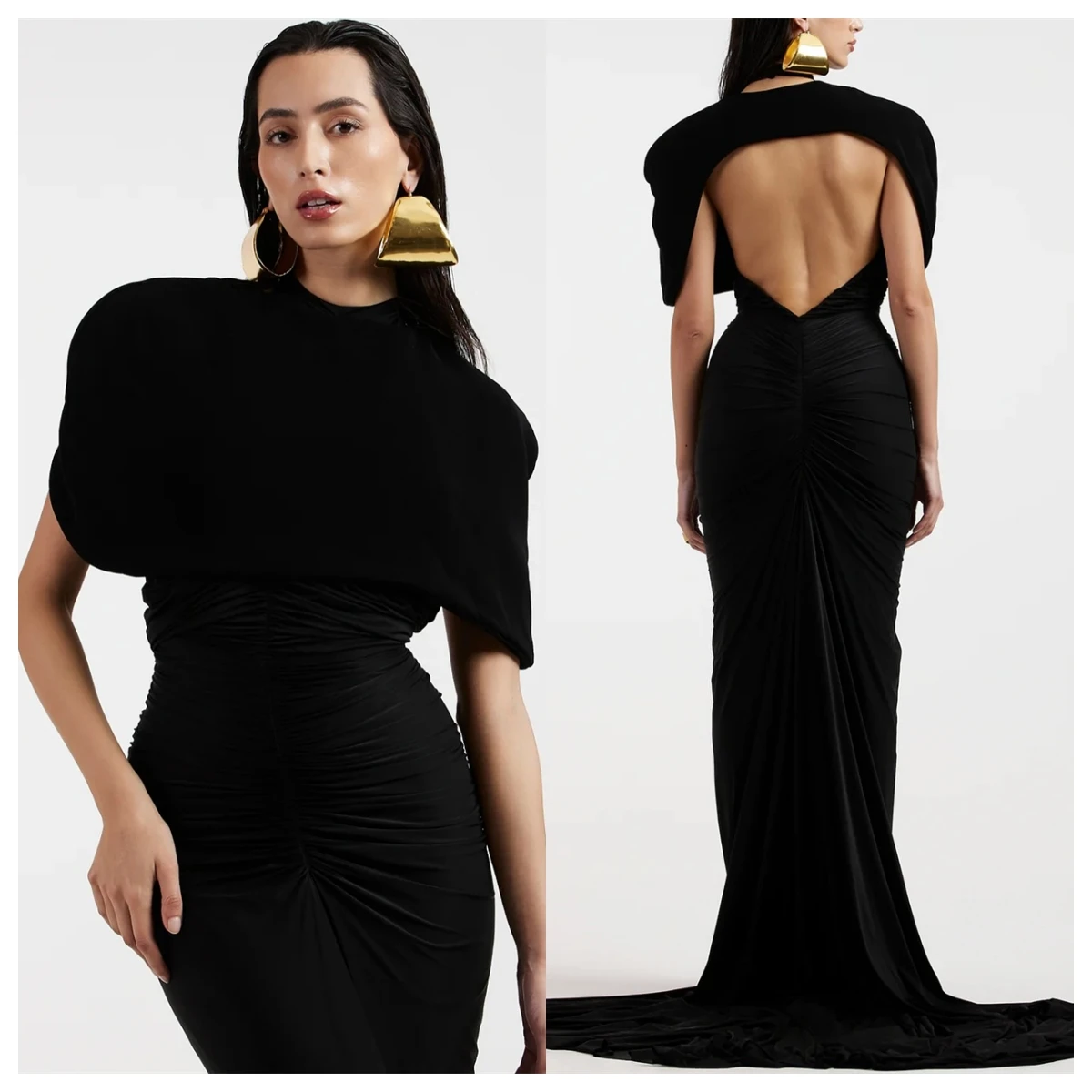 Customized Classic Black Jersey Evening Dress Mermaid O-Neck Short Sleeves Homecoming Dress Open Back Bespoke Occasion Gowns
Customized Classic Black Jersey Evening Dress Mermaid O-Neck Short Sleeves Homecoming Dress Open Back Bespoke Occasion Gowns