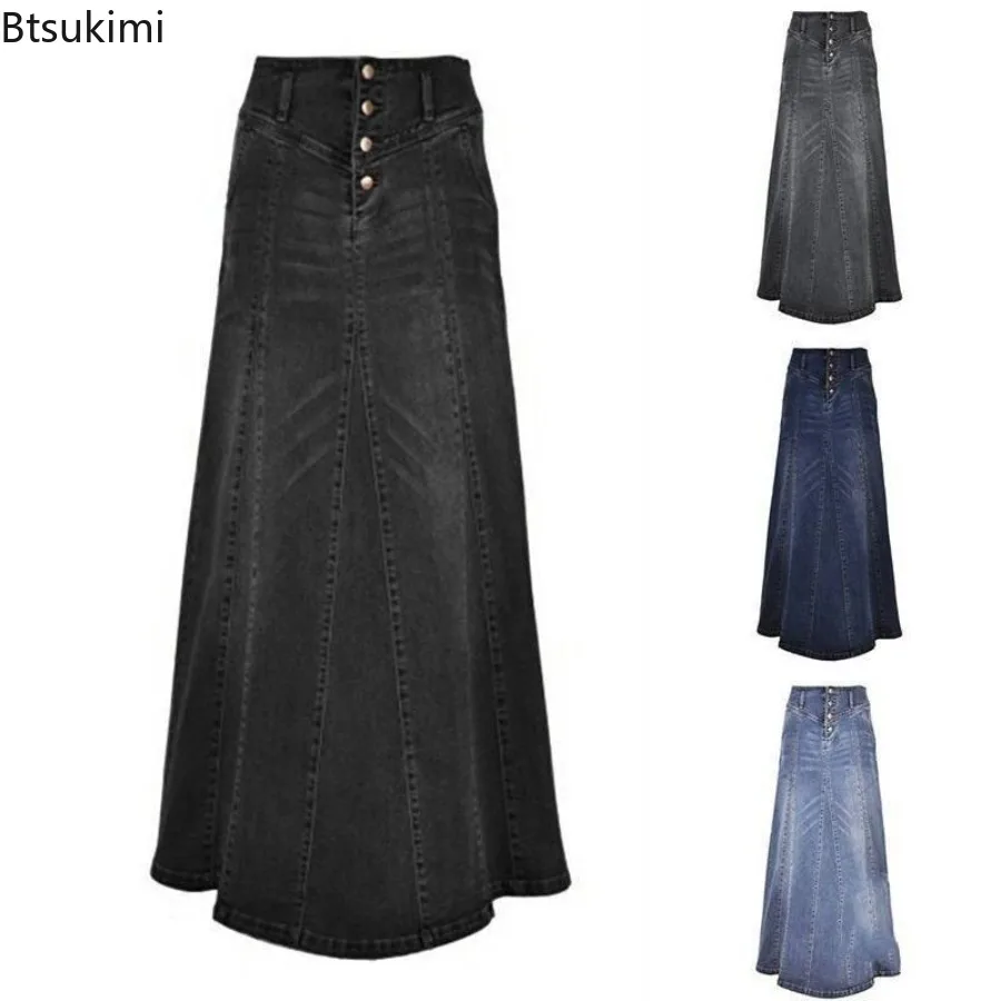 Skirts Women Denim Skirt A Line Casual Maxi High Waist Elegant Splice Button Pocket Streetwear Simple Y2k Spring Jeans 2025 New
Skirts Women Denim Skirt A Line Casual Maxi High Waist Elegant Splice Button Pocket Streetwear Simple Y2k Spring Jeans 2025 New