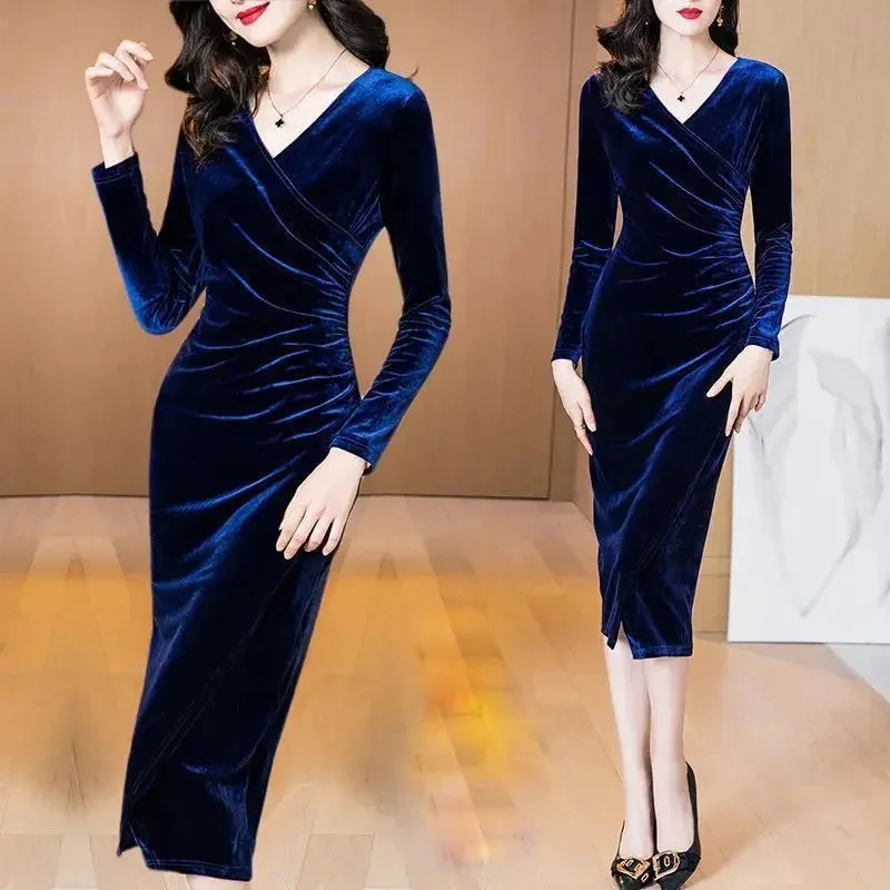 2025 New Golden Velvet Dress Women Spring Long Sleeved Improved Cheongsam Dress Temperament Slim High-end Package Hips Vestidos
2025 New Golden Velvet Dress Women Spring Long Sleeved Improved Cheongsam Dress Temperament Slim High-end Package Hips Vestidos