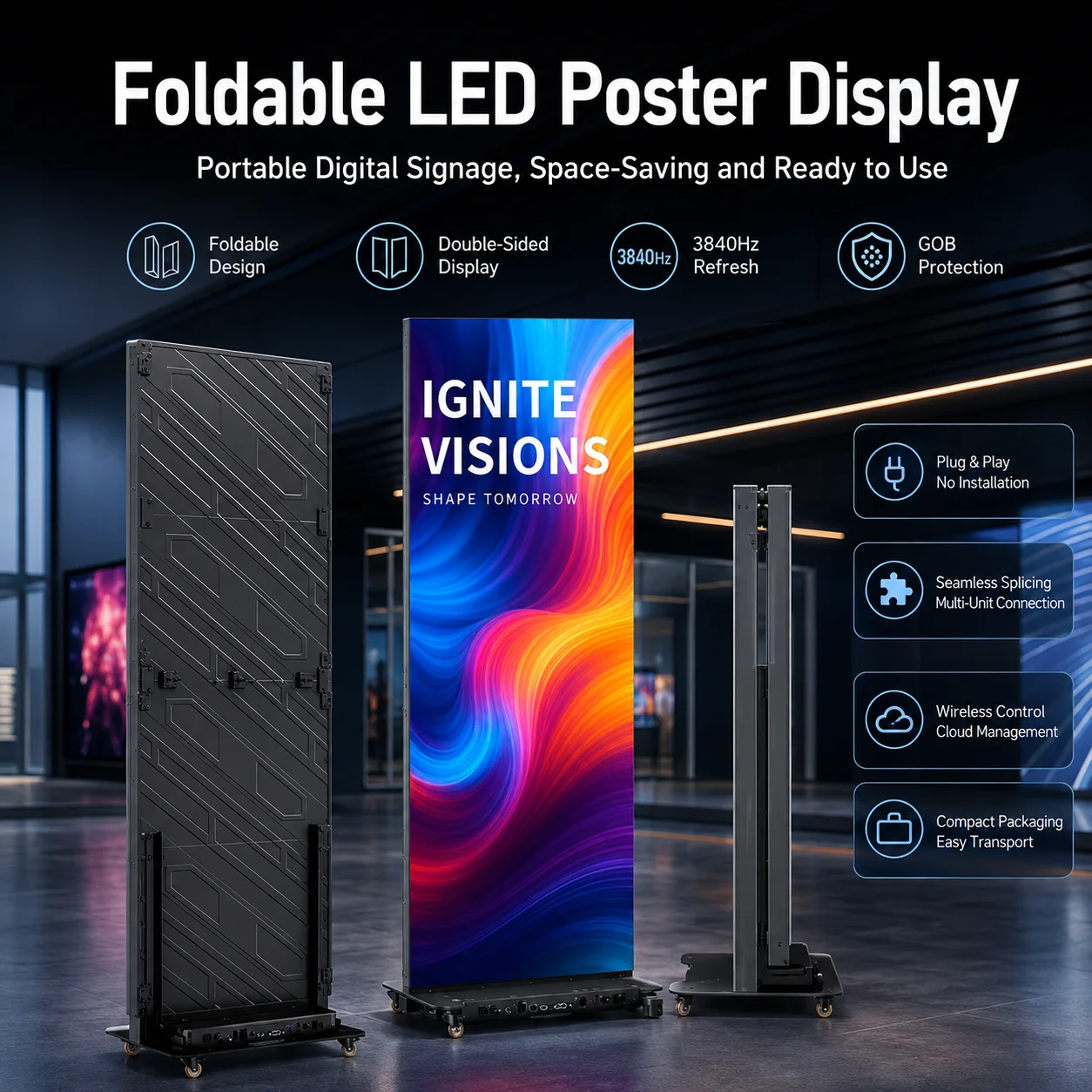 High-Definition Seamless Splicing LED Poster Screen Foldable with Animation & Graphics Display Function IP65 Rated SDK Included
High-Definition Seamless Splicing LED Poster Screen Foldable with Animation & Graphics Display Function IP65 Rated SDK Included