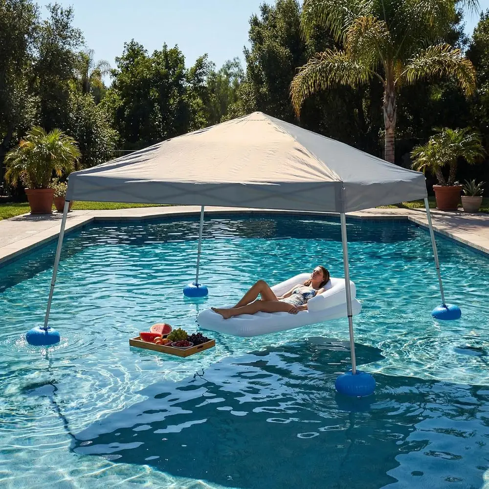 10x10 Water Tent with Grey Steel Frame and PVC Base, Portable Hand Pump and Carry Bag for Lake or Beach Use
10x10 Water Tent with Grey Steel Frame and PVC Base, Portable Hand Pump and Carry Bag for Lake or Beach Use