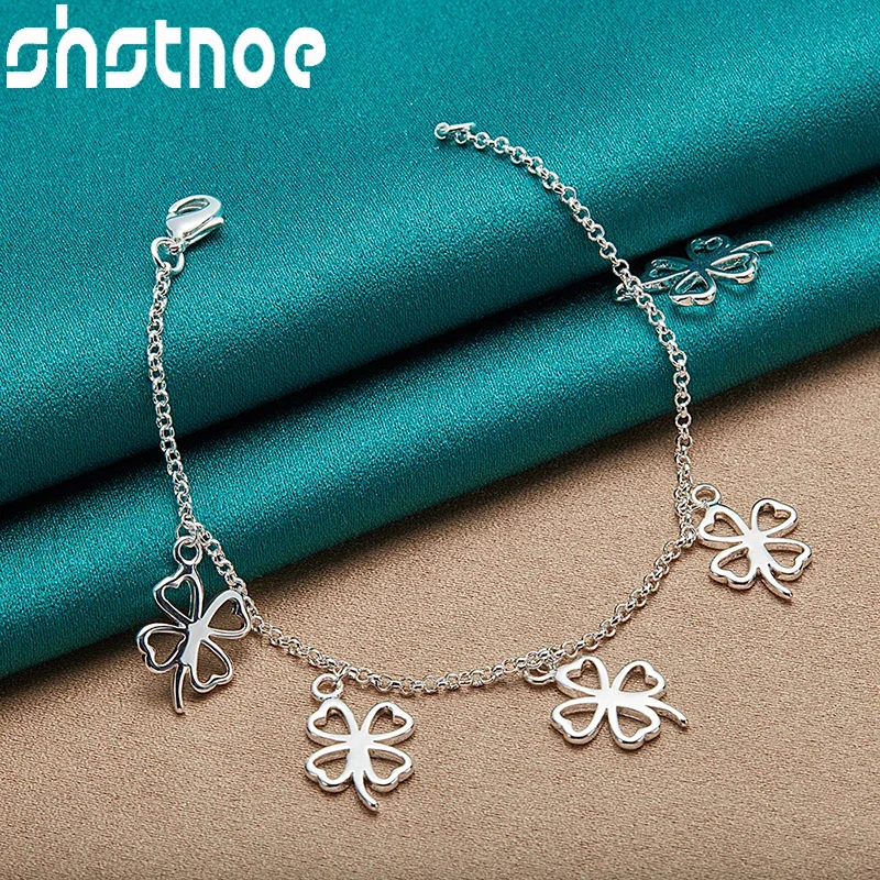 SHSTONE 925 Sterling Silver Bracelet Five Lucky Clover Chain Bracelets Women Wedding Birthday Party High Quality Fashion Jewelry
SHSTONE 925 Sterling Silver Bracelet Five Lucky Clover Chain Bracelets Women Wedding Birthday Party High Quality Fashion Jewelry