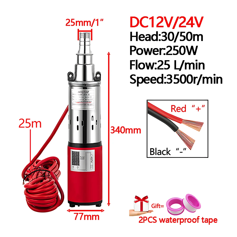 Портативный погружной насос постоянного тока 12/24 В 250 Вт для глубоких скважин, 30/50 метров, водяной насос из нержавеющей стали для орошения сада, семейного сельского хозяйства
Портативный погружной насос постоянного тока 12/24 В 250 Вт для глубоких скважин, 30/50 метров, водяной насос из нержавеющей стали для орошения сада, семейного сельского хозяйства