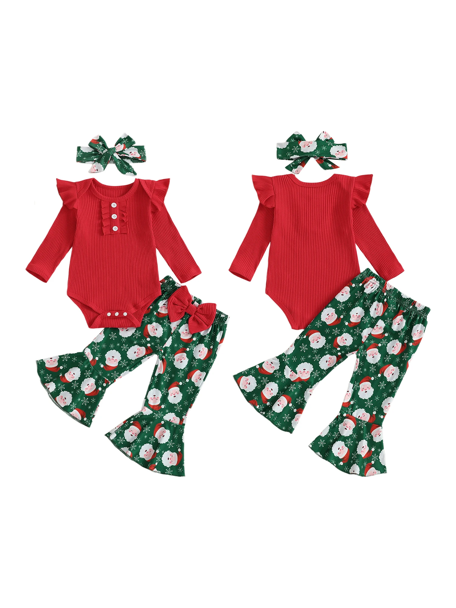 Toddler Christmas Costume Knitted Jumpsuit with Santa Claus Bell Bottoms and Matching Headband 3 Piece Ensemble
Toddler Christmas Costume Knitted Jumpsuit with Santa Claus Bell Bottoms and Matching Headband 3 Piece Ensemble