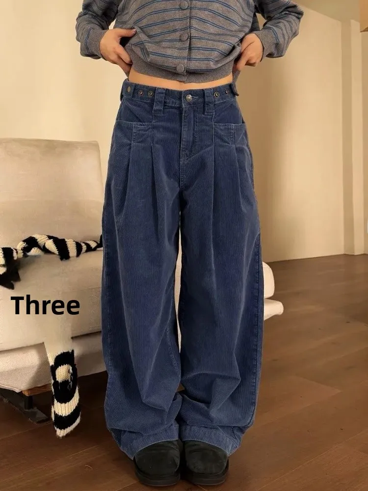 Washed Corduroy Work Pants High Street Style Women's Wide Leg Floor-Length Adjustable Waist Design Trendy Outdoors All Seasons
Washed Corduroy Work Pants High Street Style Women's Wide Leg Floor-Length Adjustable Waist Design Trendy Outdoors All Seasons