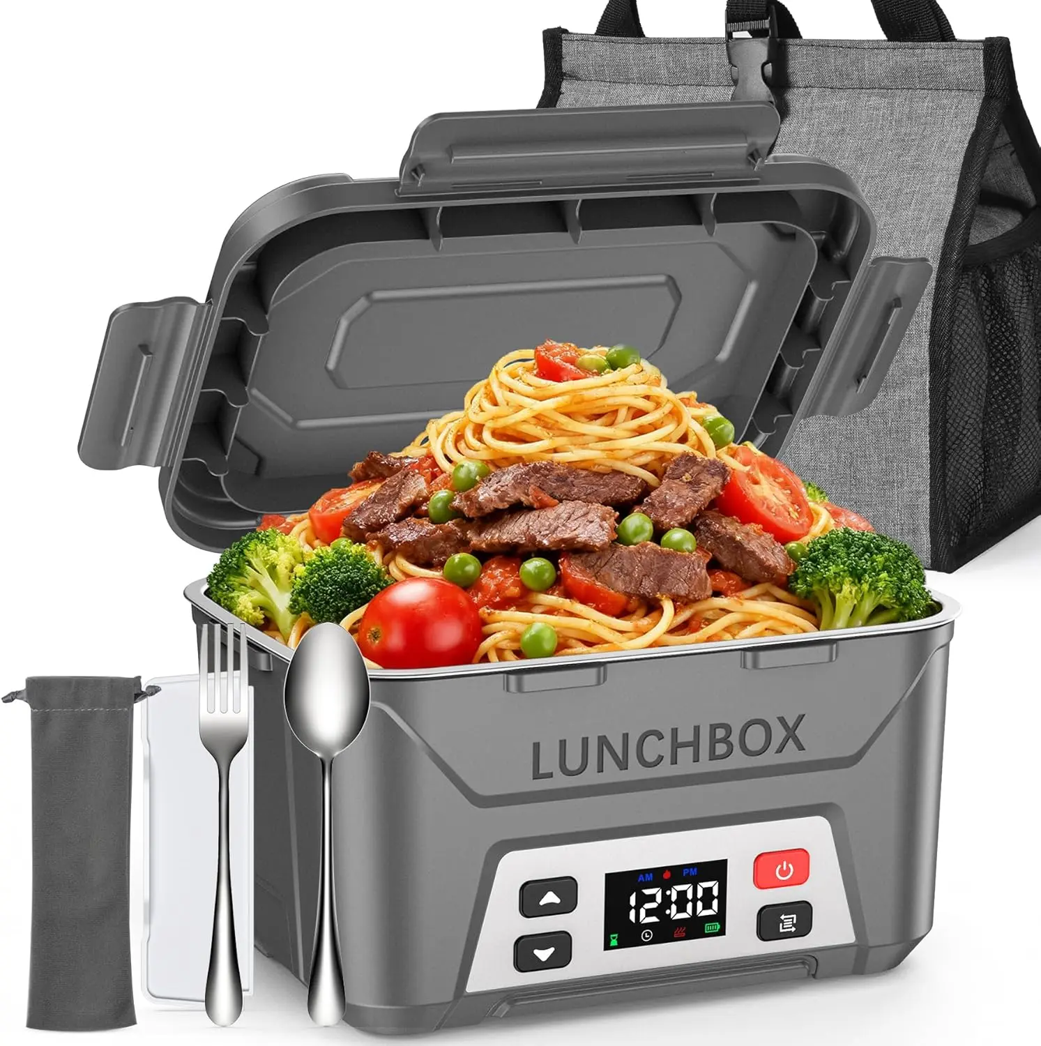Portable Electric Lunch Box, 5.5 Cups Cordless Food Warmer with Memory Function and Auto Keep Warm, Grey
Portable Electric Lunch Box, 5.5 Cups Cordless Food Warmer with Memory Function and Auto Keep Warm, Grey