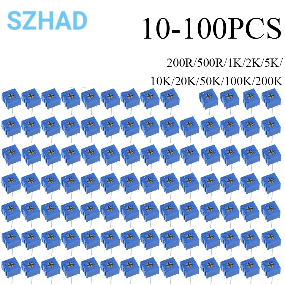 10-100 шт. Резисторы серии 3362P, триммерные потенциометры 101, 201, 501, 102, 202, 502, 103, 3362, 500R, 1K, 2K, 5K, 10K, 20K, 50K, 100K
10-100 шт. Резисторы серии 3362P, триммерные потенциометры 101, 201, 501, 102, 202, 502, 103, 3362, 500R, 1K, 2K, 5K, 10K, 20K, 50K, 100K