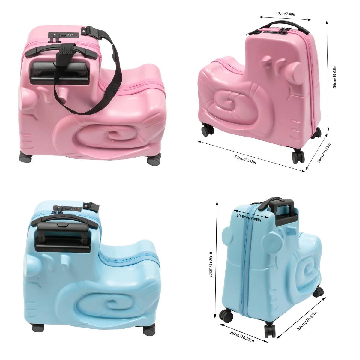 Kids Ride-On Luggage 80 Kg Load 8 Spinner Wheels 360° Silent Aluminum Telescopic Handle Password Lock Cartoon Design Pink/Blue
Kids Ride-On Luggage 80 Kg Load 8 Spinner Wheels 360° Silent Aluminum Telescopic Handle Password Lock Cartoon Design Pink/Blue