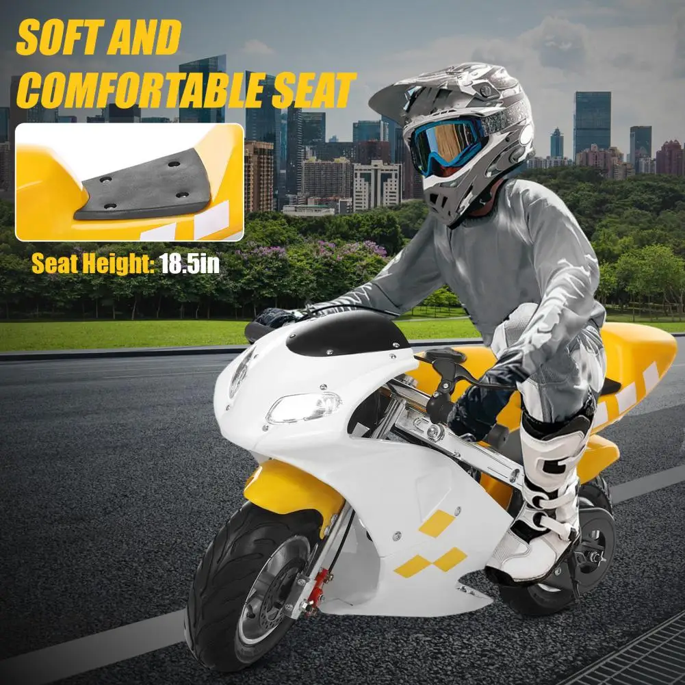 Двухтактный бензиновый мини-мотоцикл 49 куб. см для детей с мощными двойными тормозами, максимальная скорость 20 миль/ч
Двухтактный бензиновый мини-мотоцикл 49 куб. см для детей с мощными двойными тормозами, максимальная скорость 20 миль/ч