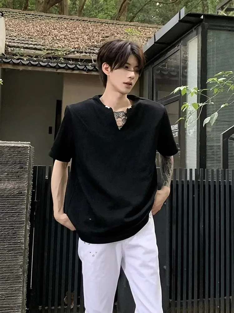 Black V-Neck Short Sleeve Men's T-Shirt Shoulder Enhancing American Style Casual Fashion Brand Half Sleeve Breathable Comfort...
Black V-Neck Short Sleeve Men's T-Shirt Shoulder Enhancing American Style Casual Fashion Brand Half Sleeve Breathable Comfort...