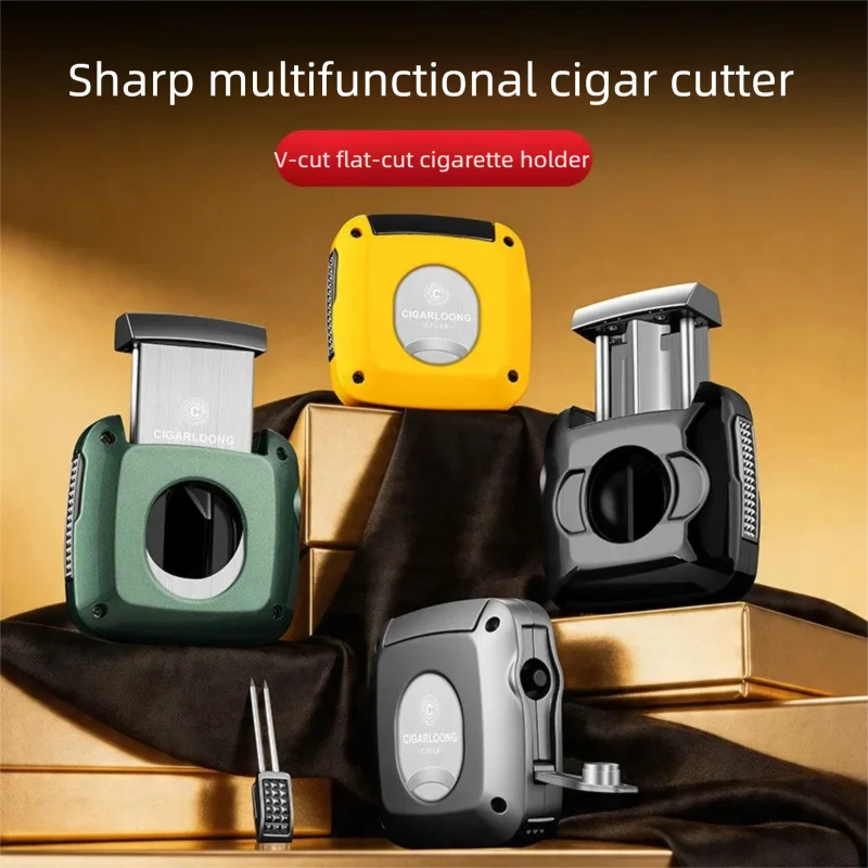 Stainless Steel Cigar Cutter Multi-Functional 5-in-1 Flat-Cut V-Shaped Drill Needle Holder Cigarette Accessories
Stainless Steel Cigar Cutter Multi-Functional 5-in-1 Flat-Cut V-Shaped Drill Needle Holder Cigarette Accessories