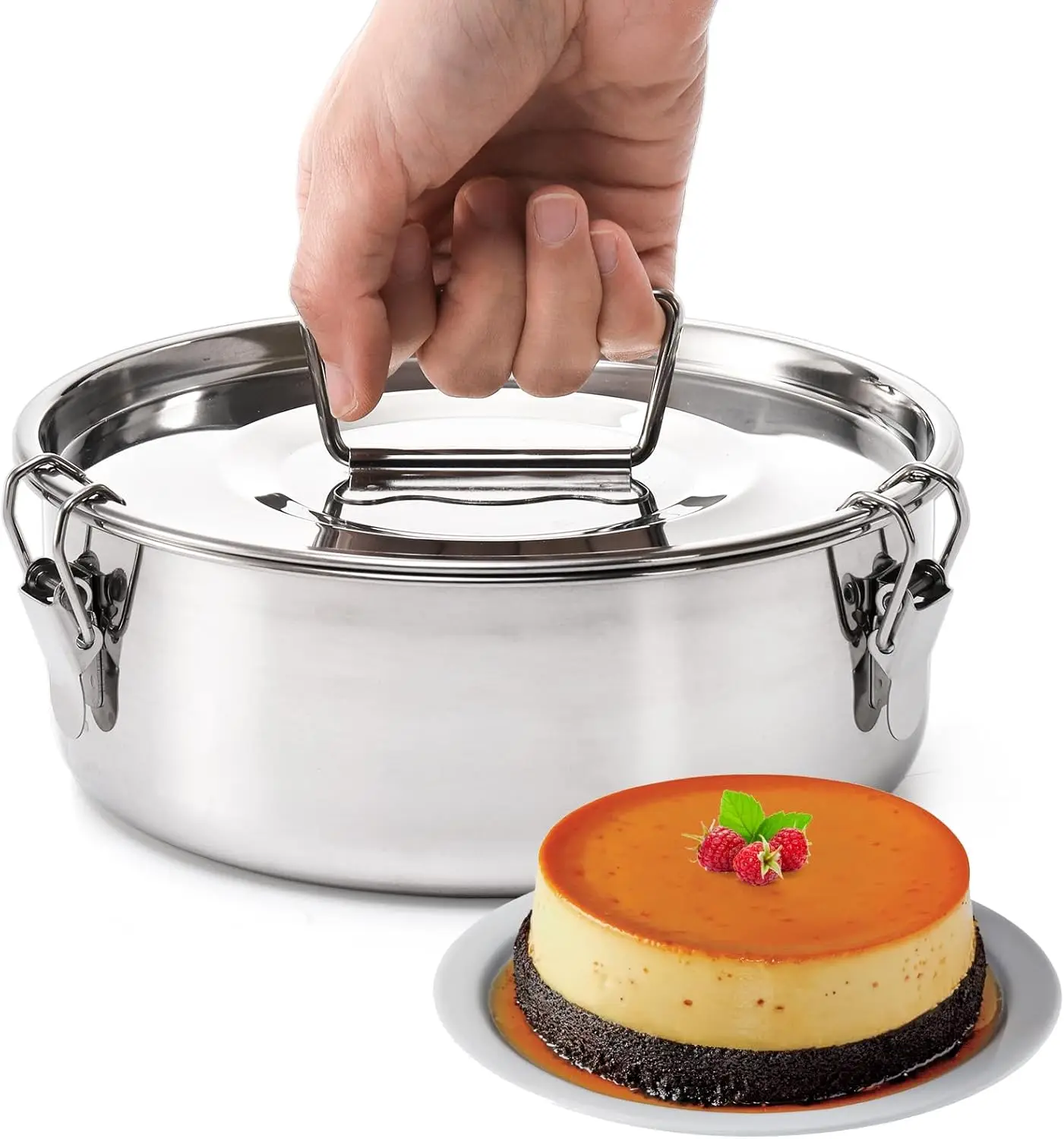 18/8 Stainless Steel Flan Mold, 65 Oz Flan Pan with Lid and Handle, Flan Maker for 6 Quart Instant Pot
18/8 Stainless Steel Flan Mold, 65 Oz Flan Pan with Lid and Handle, Flan Maker for 6 Quart Instant Pot
