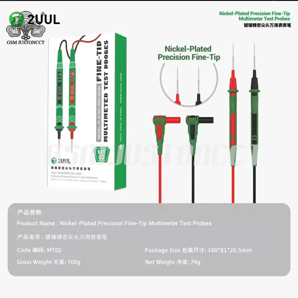 2UUL MT02 Precision Multimeter Test Probes Nickel-Plated Fine Tip Probe Pen Leads Set for Digital Tester Phone PCB Repair Tool
2UUL MT02 Precision Multimeter Test Probes Nickel-Plated Fine Tip Probe Pen Leads Set for Digital Tester Phone PCB Repair Tool