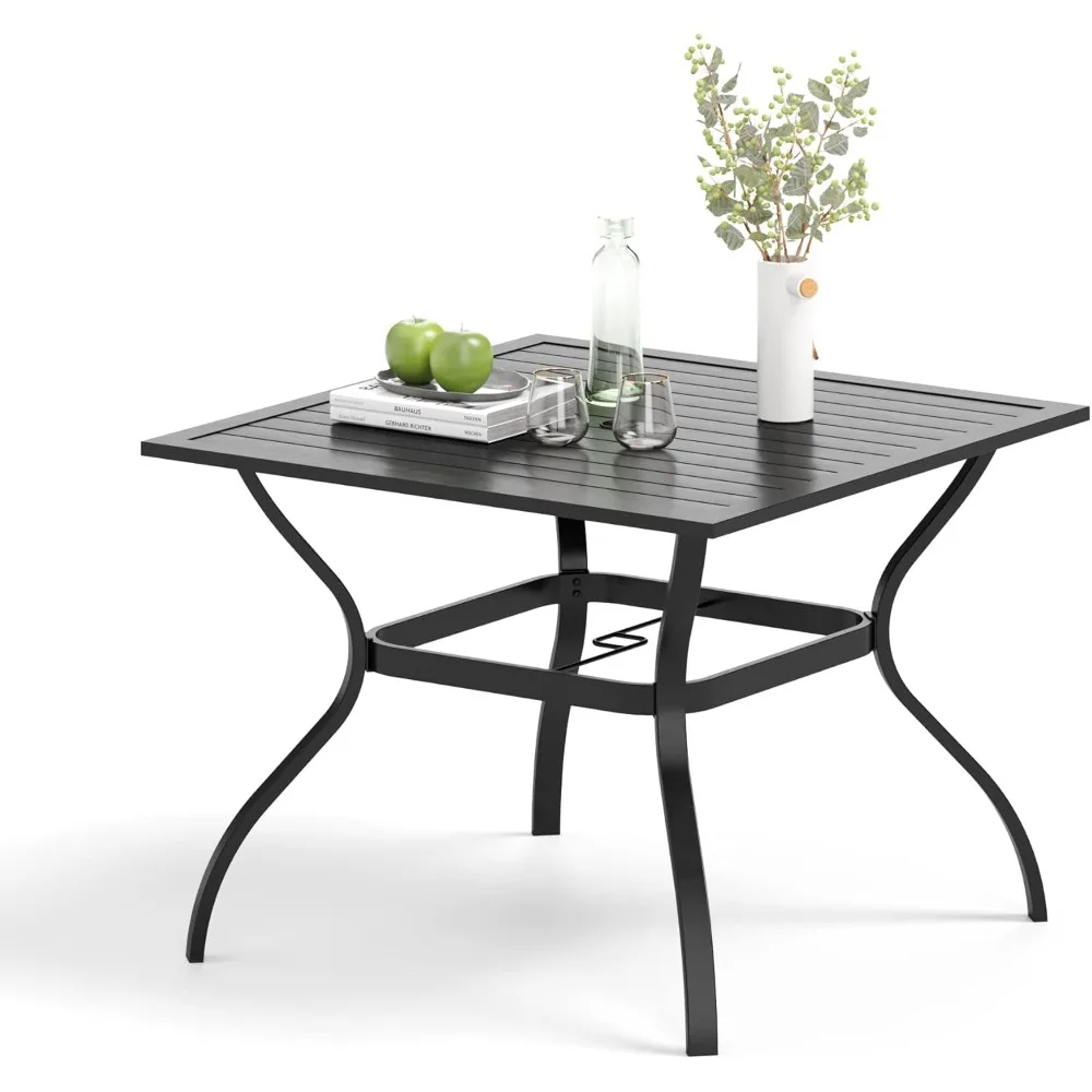 Outdoor Patio Dining Table, 4 Person Metal Square Table with Umbrella Hole for Garden, Backyard and Porch
Outdoor Patio Dining Table, 4 Person Metal Square Table with Umbrella Hole for Garden, Backyard and Porch