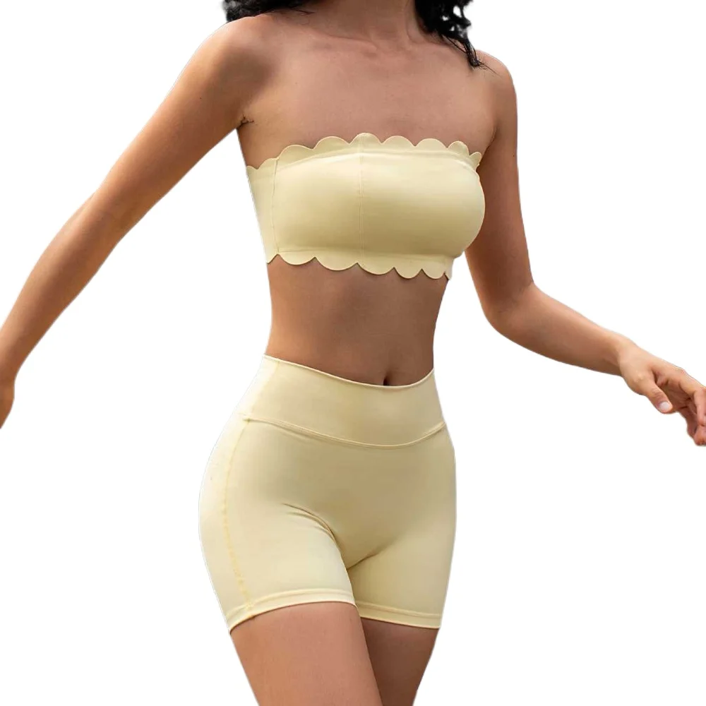 Lace Tube Top Non-slip with Chest Pad Shock-proof Yoga Bra Top and Naked Pilates Fitness Suit 2 Piece Sets Women Outfit
Lace Tube Top Non-slip with Chest Pad Shock-proof Yoga Bra Top and Naked Pilates Fitness Suit 2 Piece Sets Women Outfit