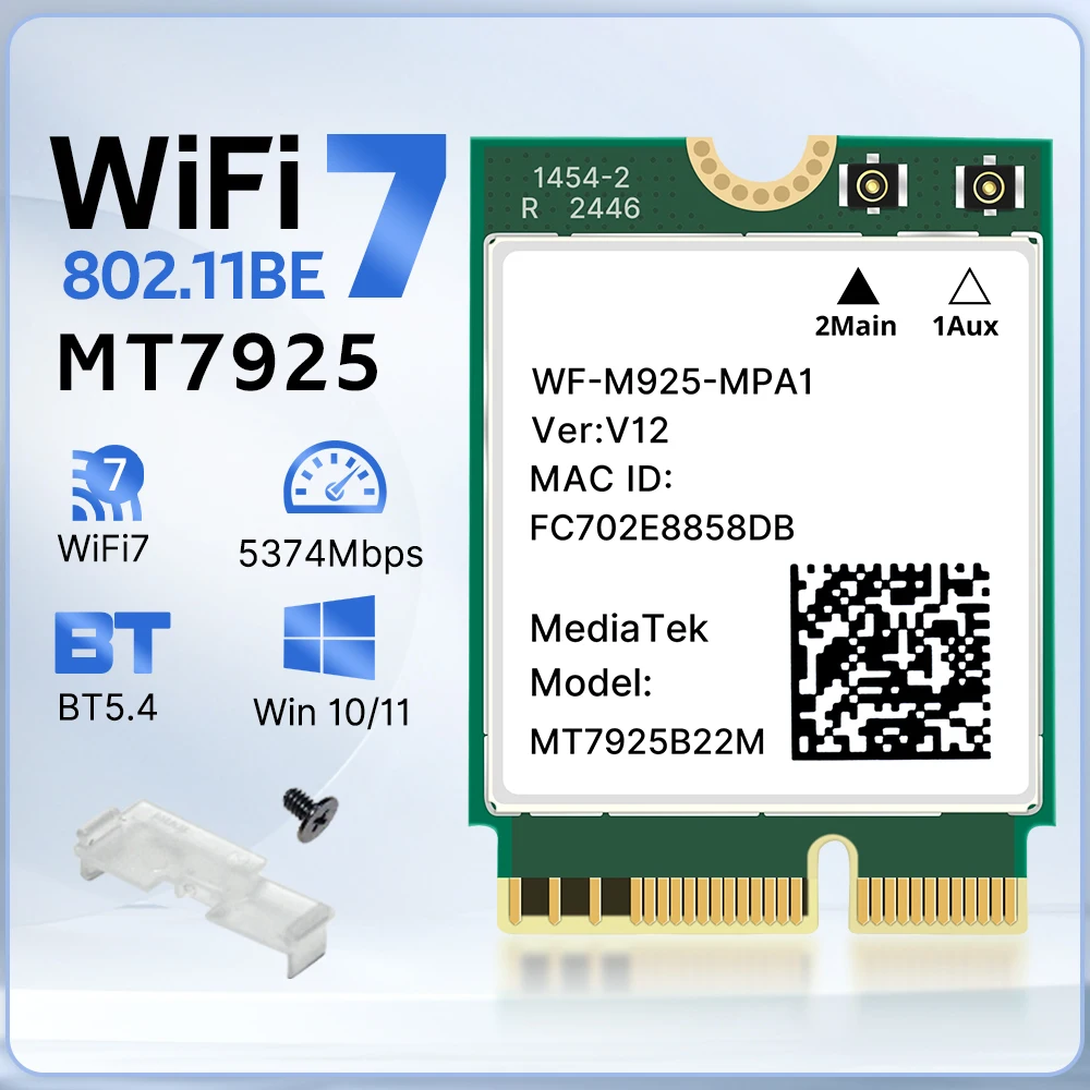 Беспроводная Wi-Fi-карта MT7925 802.11BE BT5.3 M.2 Key E 5374 Мбит/с NGFF Ethernet-адаптер 2,4G/5G/6Ghz для Win10/11
Беспроводная Wi-Fi-карта MT7925 802.11BE BT5.3 M.2 Key E 5374 Мбит/с NGFF Ethernet-адаптер 2,4G/5G/6Ghz для Win10/11