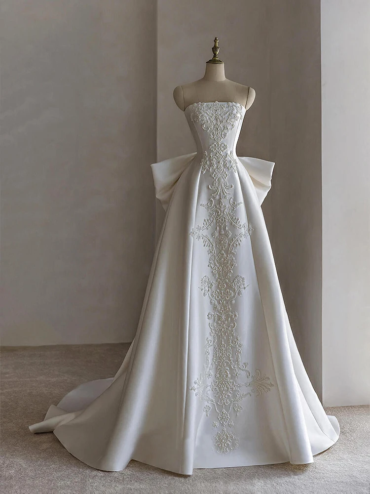 Light Satin Wedding Dr Bustier Tailcoat for ort Women Guest eeting Outing Ele Marriage Dr with Small Train
Light Satin Wedding Dr Bustier Tailcoat for ort Women Guest eeting Outing Ele Marriage Dr with Small Train