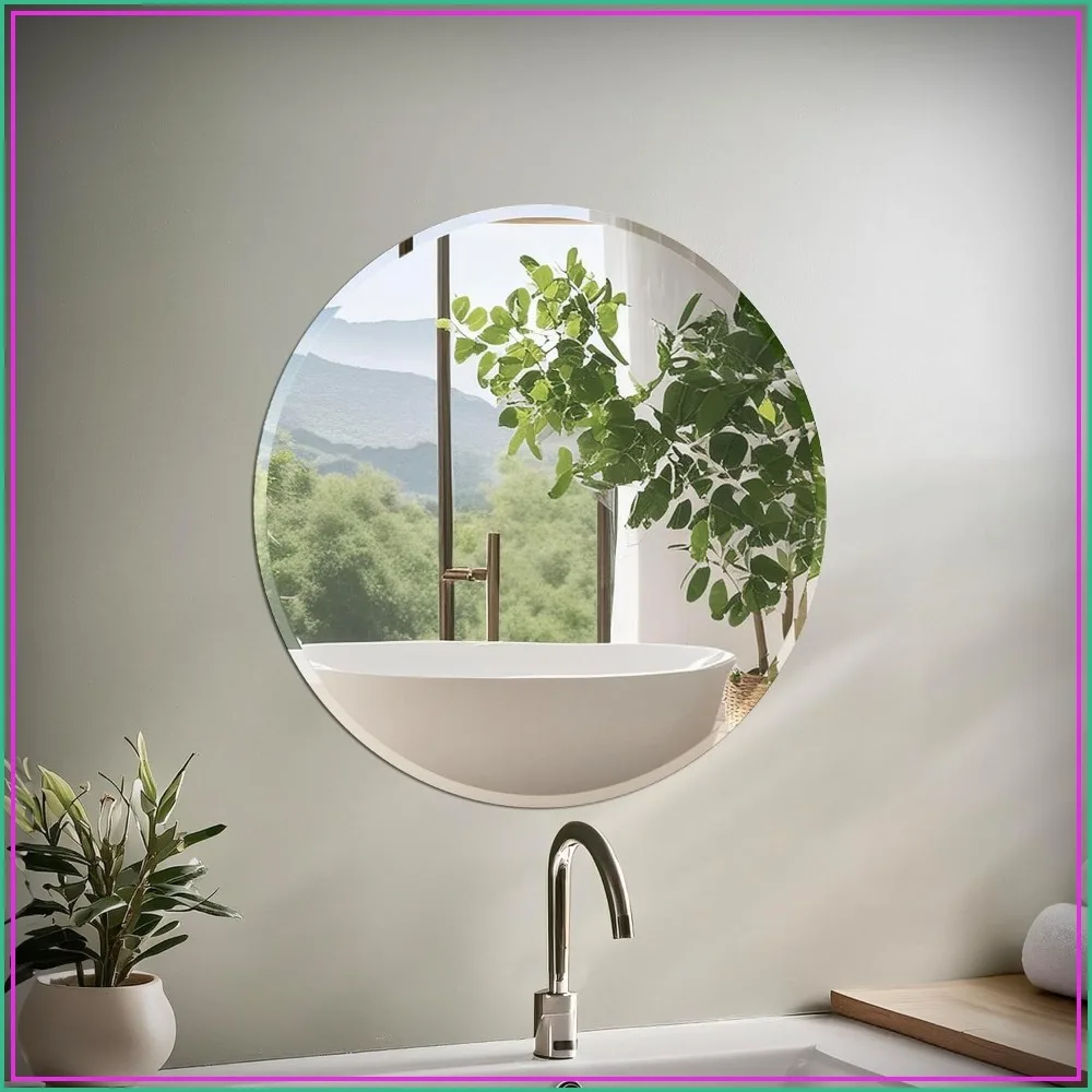 25 Inch Round Frameless Wall Mirror with Beveled Edge, Easy Mount Safety Bracket for Living Room, Vanity
25 Inch Round Frameless Wall Mirror with Beveled Edge, Easy Mount Safety Bracket for Living Room, Vanity