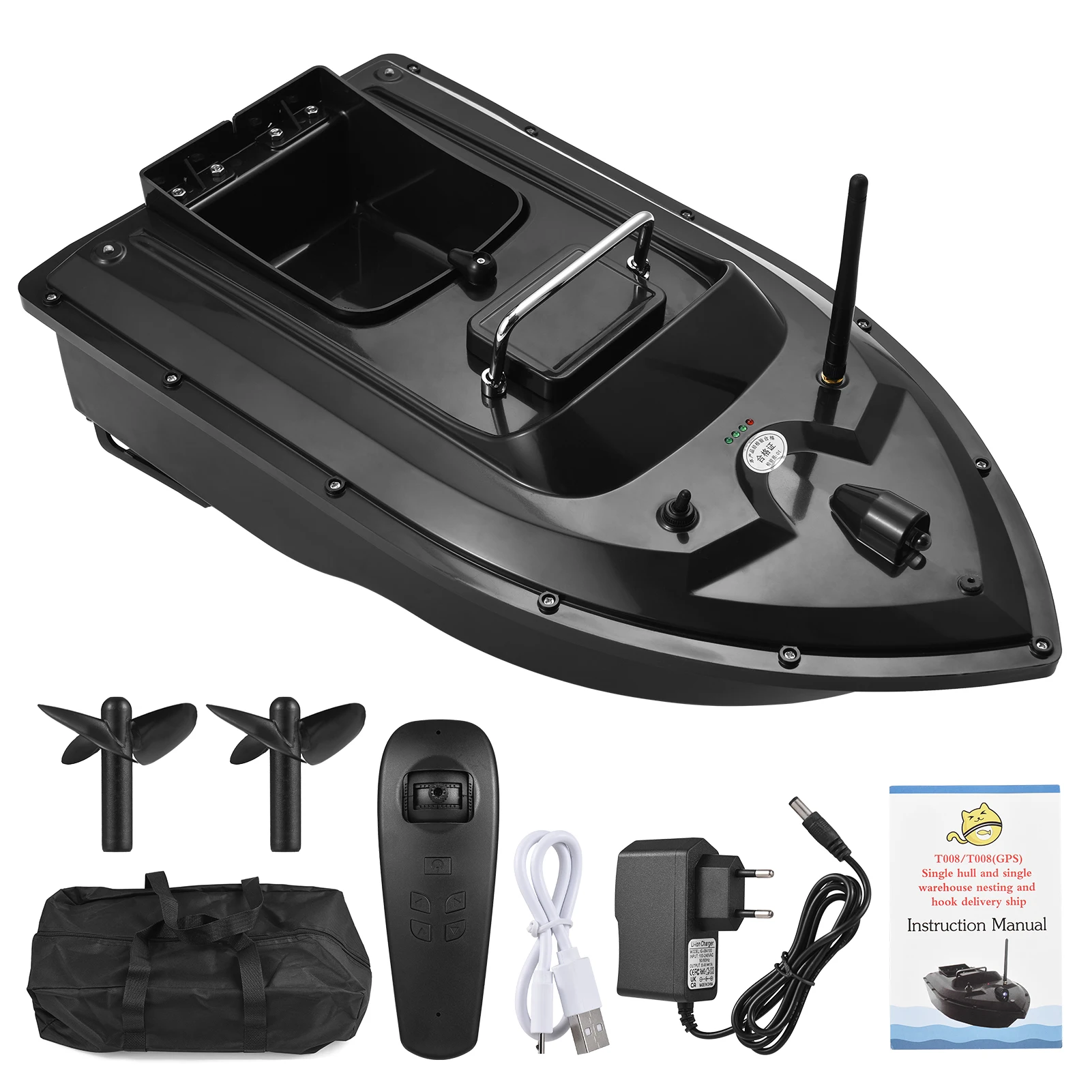 T008 RC Bait Boat 500M Wireless Remote Control Fishing Bait Boat Fishing Feeder Ship Fishing Equipment 1.5KG Load 5200 mAh
T008 RC Bait Boat 500M Wireless Remote Control Fishing Bait Boat Fishing Feeder Ship Fishing Equipment 1.5KG Load 5200 mAh
