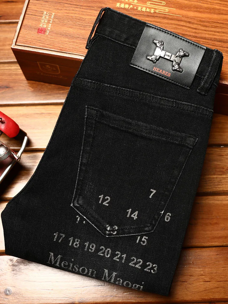 High end trendy printed jeans for men with elastic slim fit and small feet, personalized Korean version of youth casual denim Lo
High end trendy printed jeans for men with elastic slim fit and small feet, personalized Korean version of youth casual denim Lo