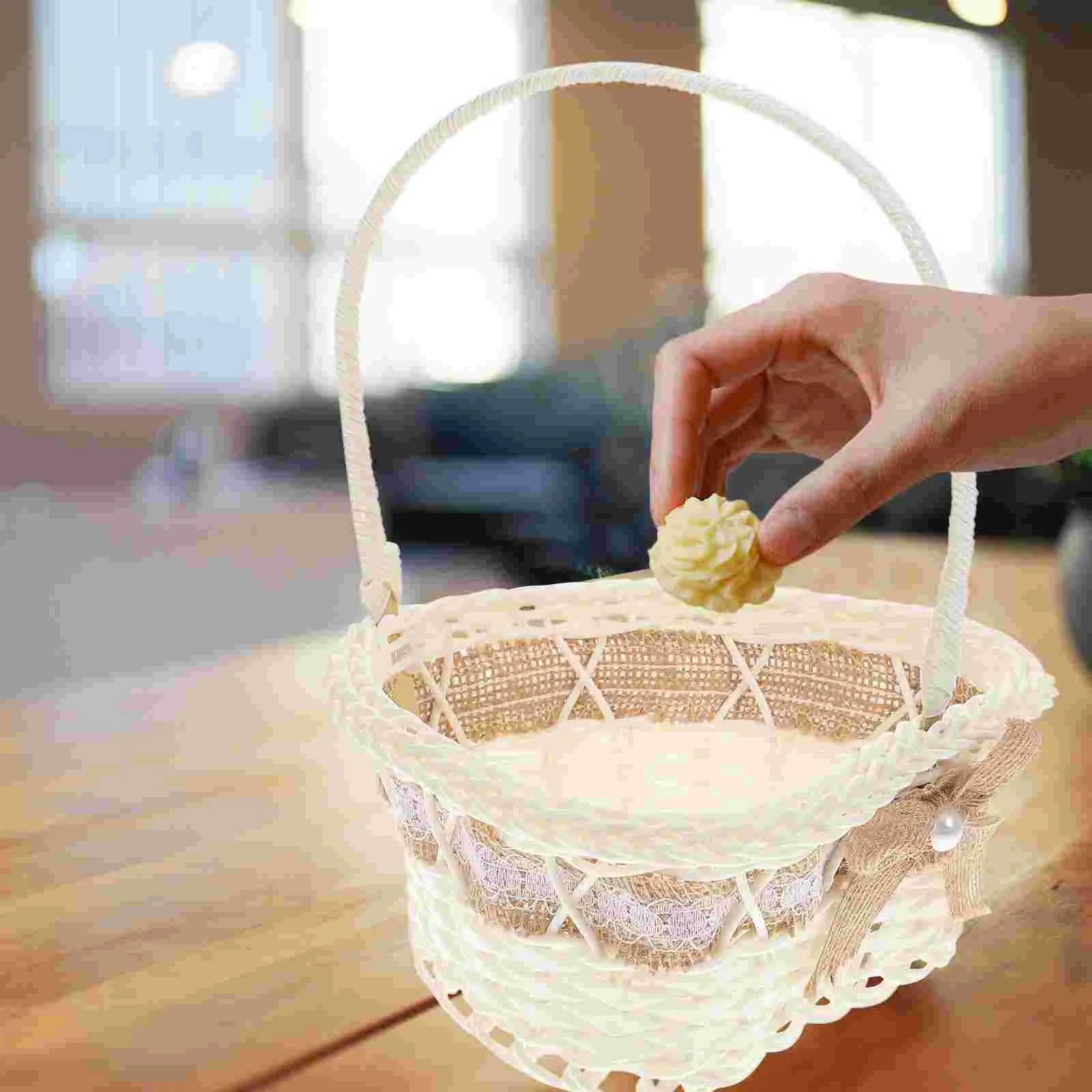 Wedding Flower Basket Girls Hand Woven Floral for Heart Shaped Balloons Petal Beach Elegant Bridal Candy with Handle
Wedding Flower Basket Girls Hand Woven Floral for Heart Shaped Balloons Petal Beach Elegant Bridal Candy with Handle