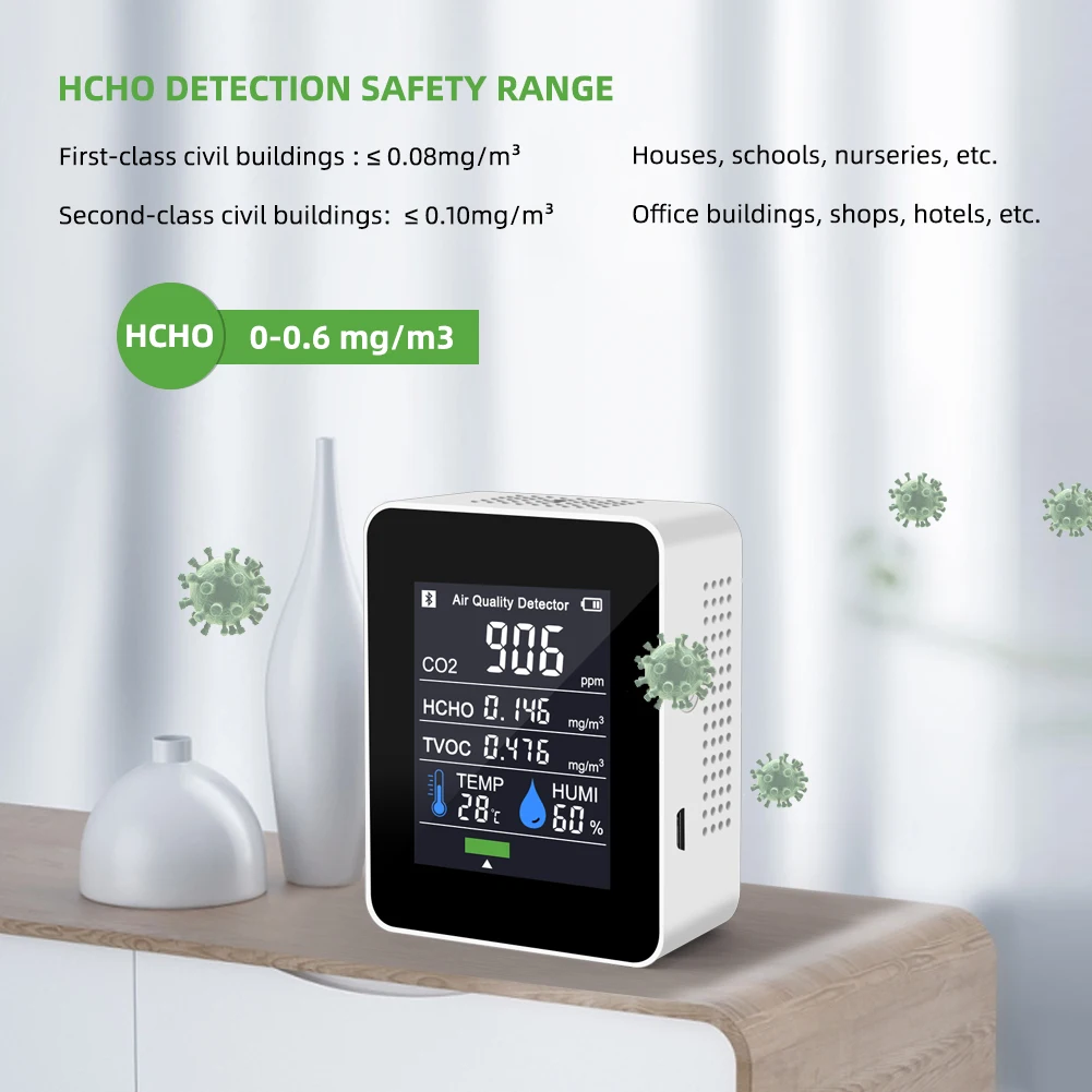 Newest Smart Air Monitors APP Control LCD Digital TVOC HCHO Detector USB Charge S CO2 Meter
Newest Smart Air Monitors APP Control LCD Digital TVOC HCHO Detector USB Charge S CO2 Meter