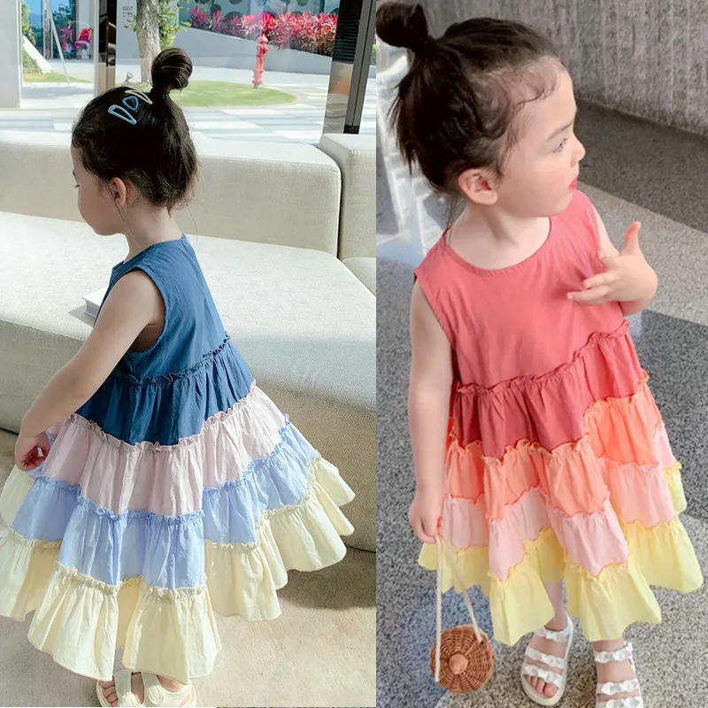 Girls Dress Rainbow Gradient Sleeveless Vest Dress 26 Summer New Fashionable Childrens Clothing
Girls Dress Rainbow Gradient Sleeveless Vest Dress 26 Summer New Fashionable Childrens Clothing