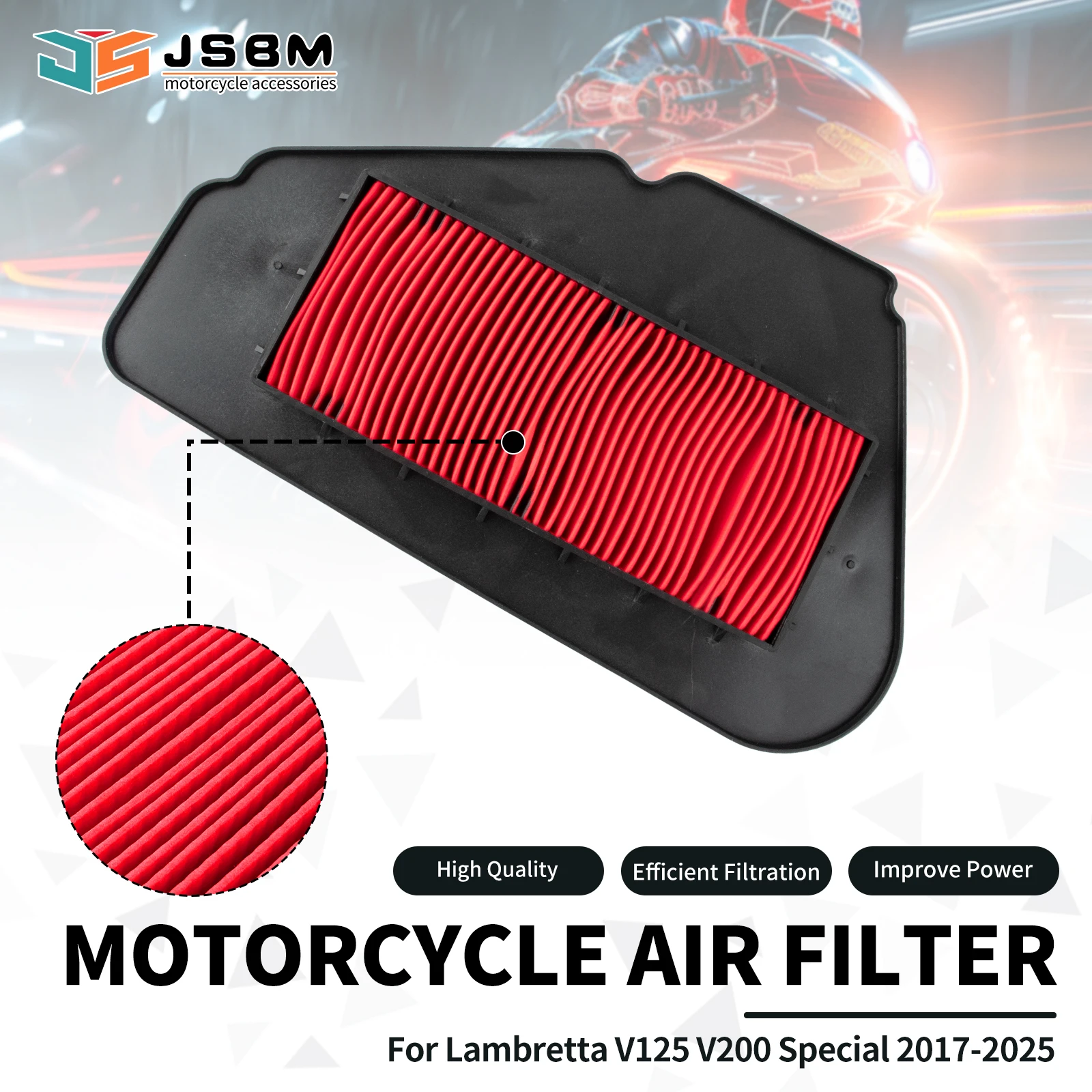 JSBM Motorcycle Accessories Air Filter For For Lambretta V125 V200 Special 2017 2018 2019 2020 2021 2022 2023 2024 2025
JSBM Motorcycle Accessories Air Filter For For Lambretta V125 V200 Special 2017 2018 2019 2020 2021 2022 2023 2024 2025