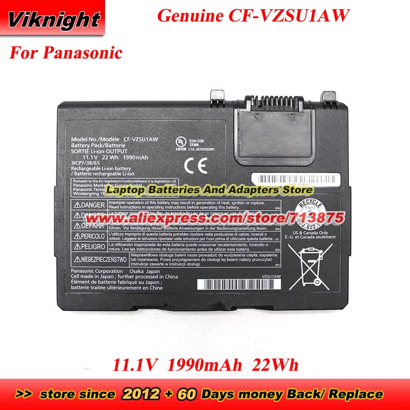 Genuine CF-VZSU1AW Battery CF-VZSU1AR CF-VZSU1BW for Panasonic Toughbook CF-33 MK1 CF33CF-33XEKFZTR Laptop 11.1V 22Wh 1990mAh
Genuine CF-VZSU1AW Battery CF-VZSU1AR CF-VZSU1BW for Panasonic Toughbook CF-33 MK1 CF33CF-33XEKFZTR Laptop 11.1V 22Wh 1990mAh
