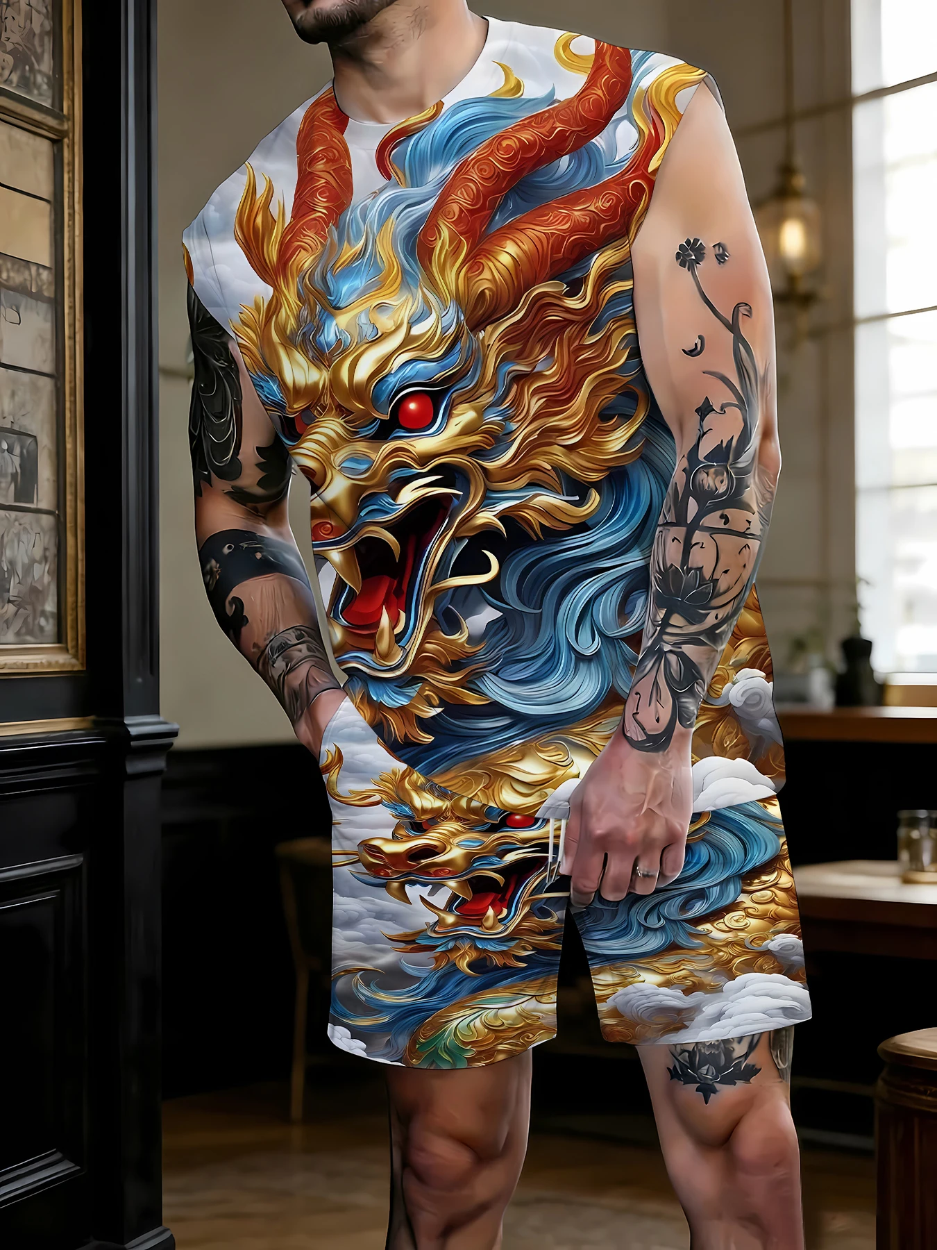 Men's 3D Graphic Print Tank Top and Shorts Set Cool Polyester Streetwear 2 Piece Set True to Size
Men's 3D Graphic Print Tank Top and Shorts Set Cool Polyester Streetwear 2 Piece Set True to Size
