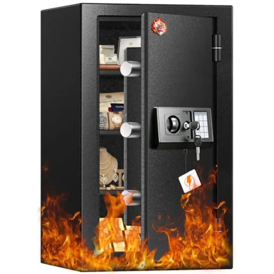 Home fireproof safe for documents, steel construction, black, 1700F 35-min fire rating, 4.5 cu ft capacity, removable shelf, 44
Home fireproof safe for documents, steel construction, black, 1700F 35-min fire rating, 4.5 cu ft capacity, removable shelf, 44