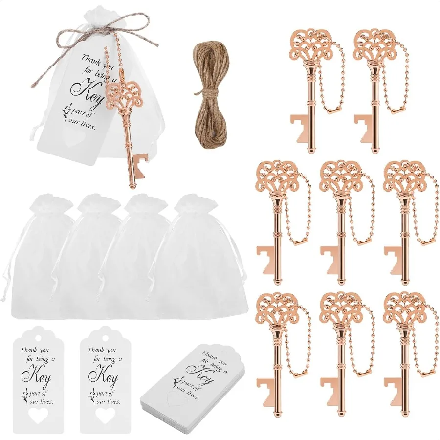 60 PCS Vintage Skeleton Key Bottle Opener with Organza Bags Thank You Tags Jute Rope and Chains Perfect Wedding Gifts and Baby 
60 PCS Vintage Skeleton Key Bottle Opener with Organza Bags Thank You Tags Jute Rope and Chains Perfect Wedding Gifts and Baby