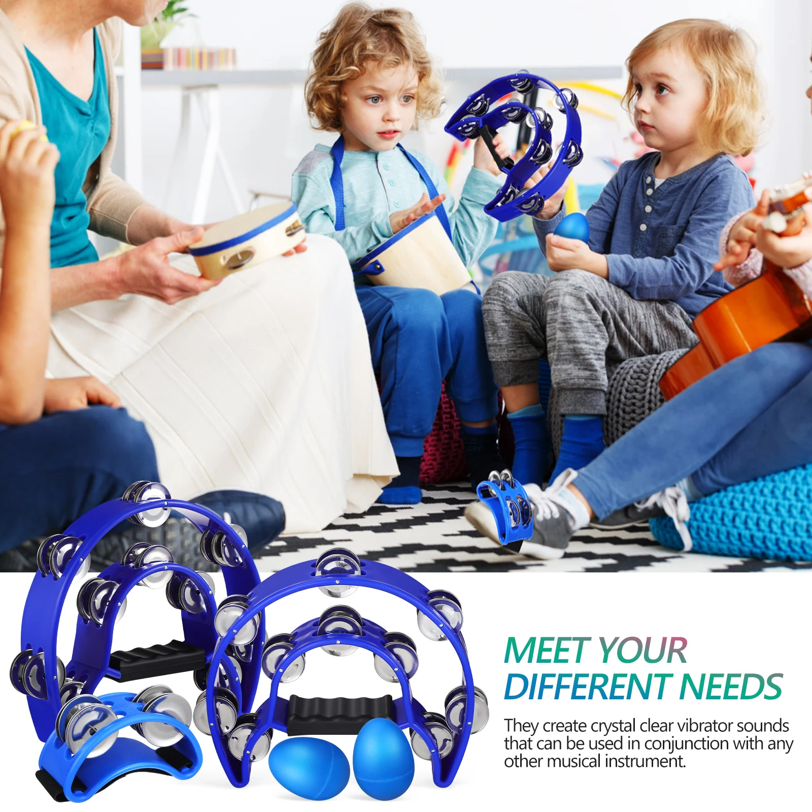 8Pcs Percussion Instrument Set Hand Foot Tambourines Egg Shakers for Parties Music Lessons Bands Singers Musical Instruments
8Pcs Percussion Instrument Set Hand Foot Tambourines Egg Shakers for Parties Music Lessons Bands Singers Musical Instruments