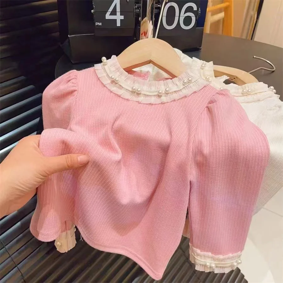 New Girls Long Sleeve T-shirt Spring Lace Children's Clothing Treasure Little Children With a Base Shirt Spring Autumn 2024 Top
New Girls Long Sleeve T-shirt Spring Lace Children's Clothing Treasure Little Children With a Base Shirt Spring Autumn 2024 Top