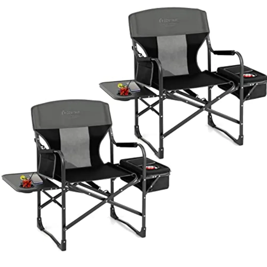 Folding Camping Chair, Heavy-Duty Director Chair ports 400lbs for Adults with Side Table, Cooler Bag, Storage, Strap, Portable
Folding Camping Chair, Heavy-Duty Director Chair ports 400lbs for Adults with Side Table, Cooler Bag, Storage, Strap, Portable