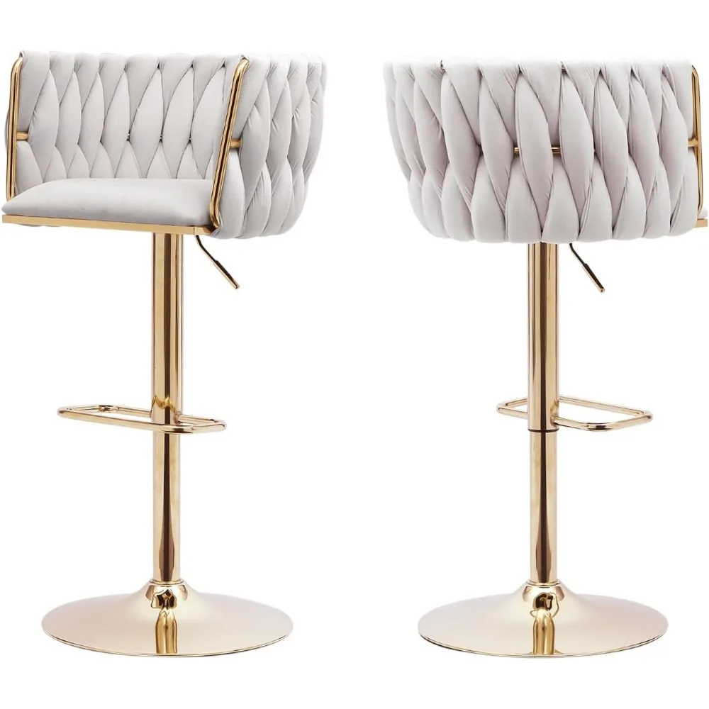 Beige Velvet Bar Stools Set of 2 - Modern Adjustable Swivel Counter Height Chairs with Woven Back for Kitchen Island, Dining,
Beige Velvet Bar Stools Set of 2 - Modern Adjustable Swivel Counter Height Chairs with Woven Back for Kitchen Island, Dining,