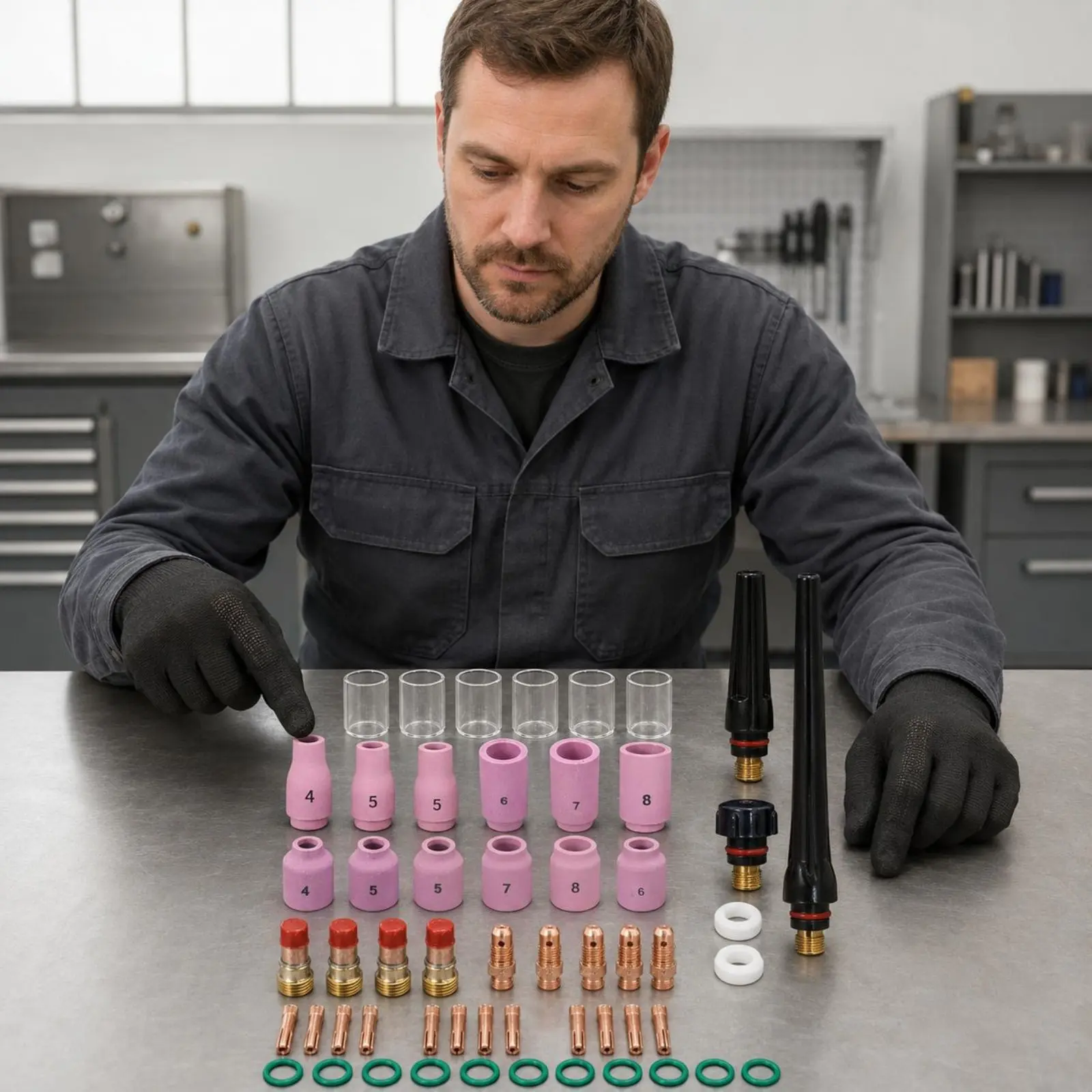 53 Pieces DB SR WP-17 18 26 Torch Parts Multiple Sizes TIG Gas Lens Kit Tig Torch Kit Easy to Install Accurate Fit for Workshop
53 Pieces DB SR WP-17 18 26 Torch Parts Multiple Sizes TIG Gas Lens Kit Tig Torch Kit Easy to Install Accurate Fit for Workshop