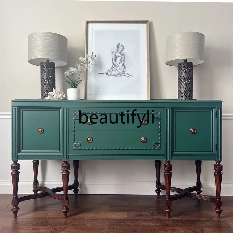 French retro solid wood dining side cabinet American country decorative cabinet, foyer, storage cabinet partition
French retro solid wood dining side cabinet American country decorative cabinet, foyer, storage cabinet partition